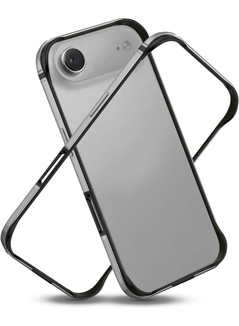 Theodor iPhone 17 Air Aluminum Frame Metal Bumper Frame Slim Hard Case Cover, Metal Frame Armor with Soft Inner Bumper, Raised Edge Protection for iPhone 17 Air 6.5", Natural Grey - Image 1